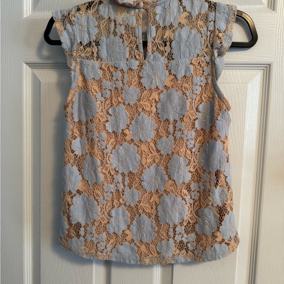 Madewell Sleeveless Lace Blouse - Light Blue and Beige - Picture 3 of 4